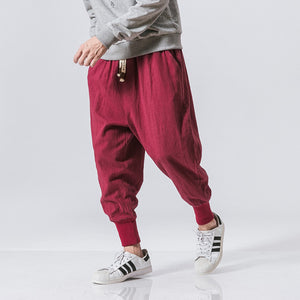 Sincism Store Men Harem Pants Japanese Casual Cotton Linen Trouser Man Jogger Pants Chinese Baggy Pants