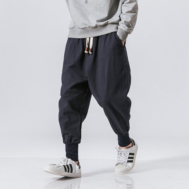 Sincism Store Men Harem Pants Japanese Casual Cotton Linen Trouser Man Jogger Pants Chinese Baggy Pants