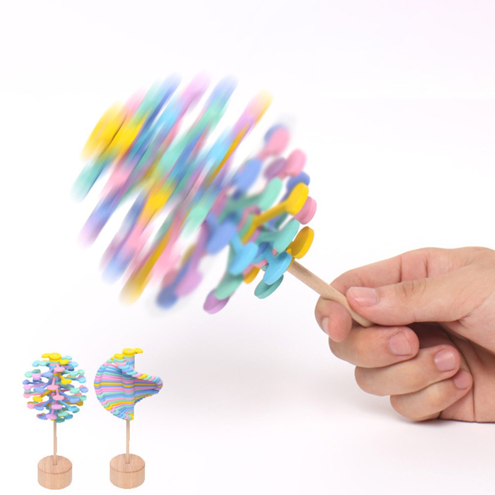 Wooden Obsessive-Compulsive Adult Decompression Stick Artifact Office Decoration Creative Toys Rotating Lollipop Hot!