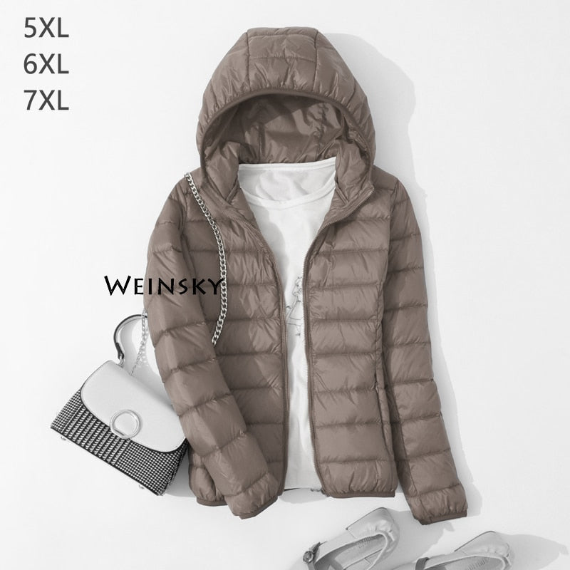 Spring Autumn Women Ultralight Thin Down Jacket White Duck Down Hooded Jackets Warm Winter Coat Parka Female Portable Outwear