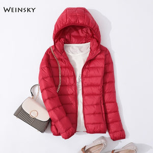 Spring Autumn Women Ultralight Thin Down Jacket White Duck Down Hooded Jackets Warm Winter Coat Parka Female Portable Outwear