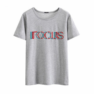 Couple hip hop FOCUS men and women short sleeve printed men Tshirt casual o-neck loose summer T shirt for men tops W5MC01