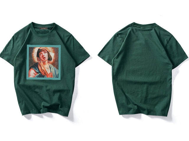 T-Shirts Hip Hop Fashion Men's Digital T Shirt Streetwear Virgin Mary Funny 2018 Cotton Digital Print tshirt TX149 R2