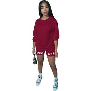 Echoine Letter Print Tracksuit Women 2 Piece Set Summer Top and Shorts Set jogging femme biker shorts Black women clothes Outfit