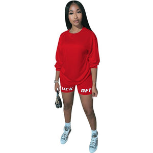 Echoine Letter Print Tracksuit Women 2 Piece Set Summer Top and Shorts Set jogging femme biker shorts Black women clothes Outfit