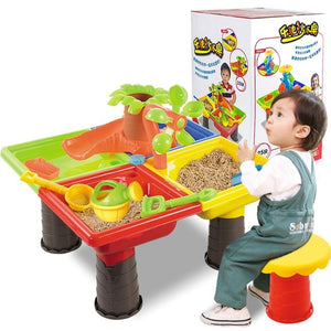 Kuulee 1 Set Children Beach Table Sand Play Toys Set Baby Water Sand Dredging Tools Color Random Beach Table Play Sand Pool Set