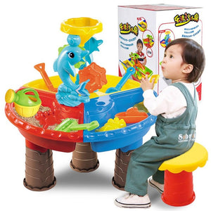 Kuulee 1 Set Children Beach Table Sand Play Toys Set Baby Water Sand Dredging Tools Color Random Beach Table Play Sand Pool Set