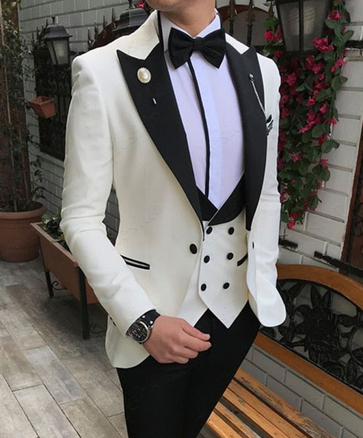 Brand New Groomsmen Navy Blue Groom Tuxedos Shawl Satin Lapel Men Suits Wedding Best Man 3 pieces ( Jacket+Pants+Vest+Tie ) C812