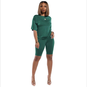 2020 Women Sets Summer Tracksuits Short Sleeve Top Shorts Suit Two Piece Set Sportswear Night Club Party Slim Outfits