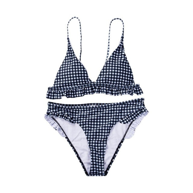 VIP LINK-maillot de bain pour femme ensemble Bikini à carreaux femme