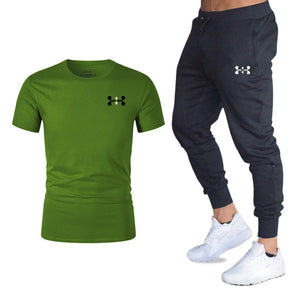 Hot men's sets t shirts + pants two pieces sets casual tracksuit basketball new fashion print suits sportwear fitness shirts