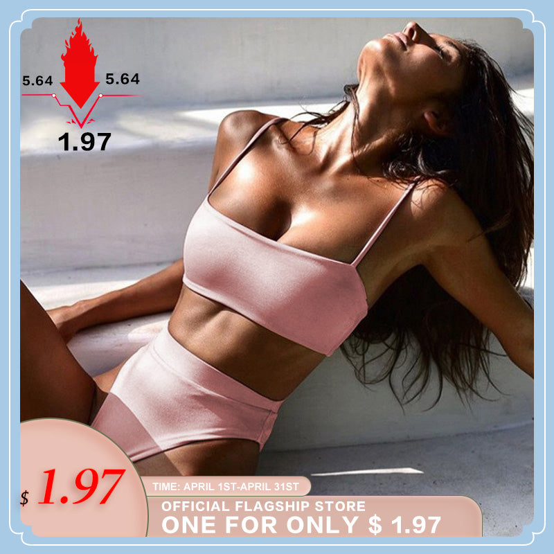 2020 Spring New Sexy Bikini Set Women Swimsuit Solid Bikini Backless Swimwear Low Waist Bathing Suit Female Brazilian Biquini