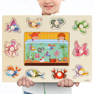 Nouveau 30cm bébé jouets Montessori en bois Puzzle main saisir conseil éducatif bois Puzzles pour enfants dessin animé Animal véhicule enfant cadeau