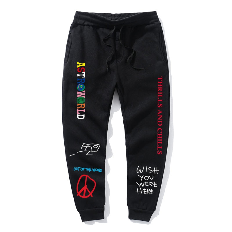Calças de lã de qualidade travis scott astroworld carta impressa dos homens das mulheres calças de jogging hip hop streetwear masculino sweatpants