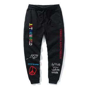 Calças de lã de qualidade travis scott astroworld carta impressa dos homens das mulheres calças de jogging hip hop streetwear masculino sweatpants