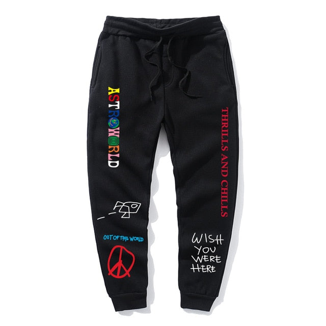 Calças de lã de qualidade travis scott astroworld carta impressa dos homens das mulheres calças de jogging hip hop streetwear masculino sweatpants