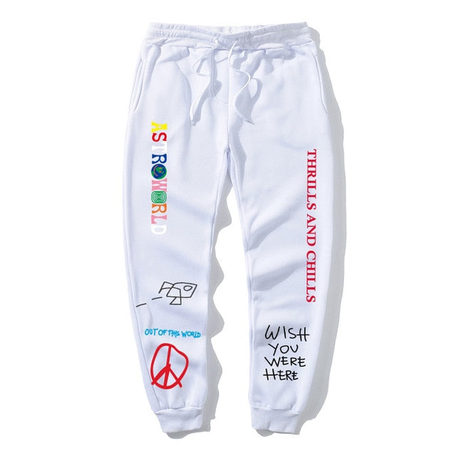 Calças de lã de qualidade travis scott astroworld carta impressa dos homens das mulheres calças de jogging hip hop streetwear masculino sweatpants