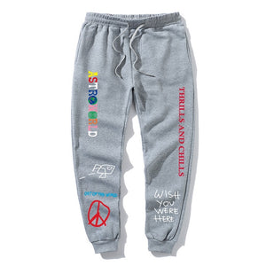 Calças de lã de qualidade travis scott astroworld carta impressa dos homens das mulheres calças de jogging hip hop streetwear masculino sweatpants