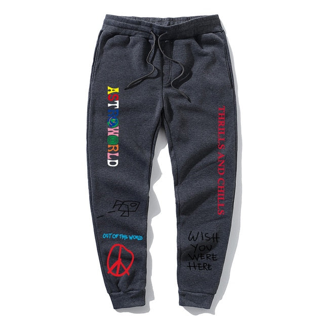 Calças de lã de qualidade travis scott astroworld carta impressa dos homens das mulheres calças de jogging hip hop streetwear masculino sweatpants