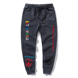 Calças de lã de qualidade travis scott astroworld carta impressa dos homens das mulheres calças de jogging hip hop streetwear masculino sweatpants