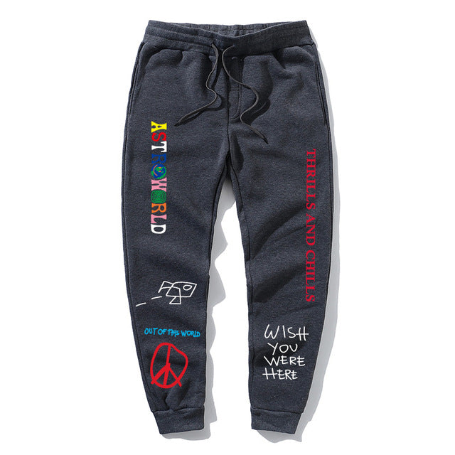 Calças de lã de qualidade travis scott astroworld carta impressa dos homens das mulheres calças de jogging hip hop streetwear masculino sweatpants