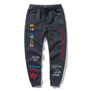 Calças de lã de qualidade travis scott astroworld carta impressa dos homens das mulheres calças de jogging hip hop streetwear masculino sweatpants