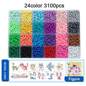 Yantjouet water Magic Sticky Beads 24color/set 3100pcs with accessary Toys for Children Education Brain Aqua Girls Boys