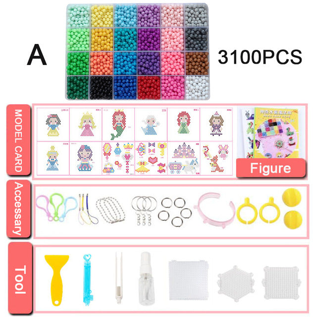 Yantjouet water Magic Sticky Beads 24color/set 3100pcs with accessary Toys for Children Education Brain Aqua Girls Boys