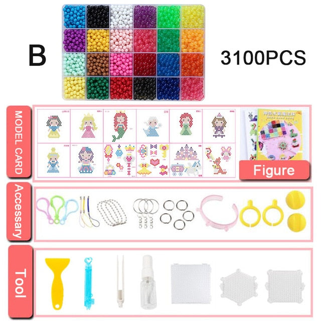 Yantjouet water Magic Sticky Beads 24color/set 3100pcs with accessary Toys for Children Education Brain Aqua Girls Boys