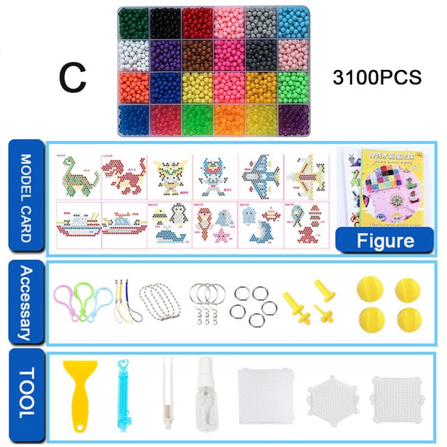 Yantjouet water Magic Sticky Beads 24color/set 3100pcs with accessary Toys for Children Education Brain Aqua Girls Boys