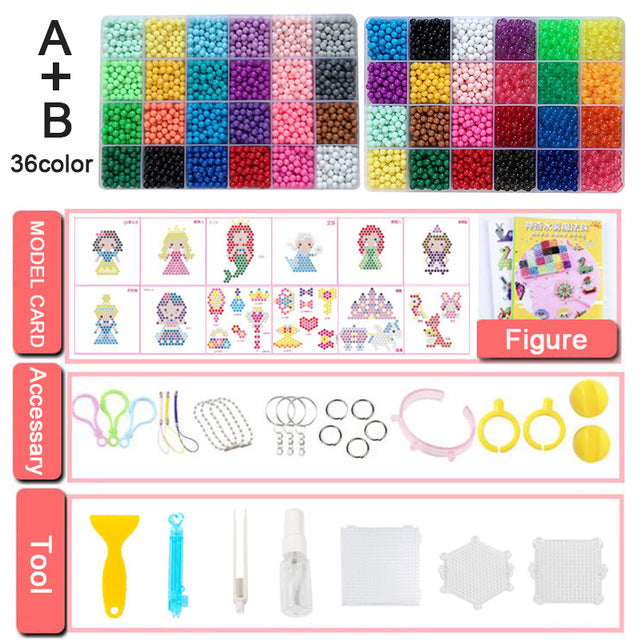 Yantjouet water Magic Sticky Beads 24color/set 3100pcs with accessary Toys for Children Education Brain Aqua Girls Boys