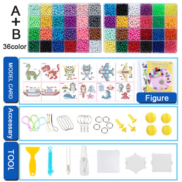 Yantjouet water Magic Sticky Beads 24color/set 3100pcs with accessary Toys for Children Education Brain Aqua Girls Boys