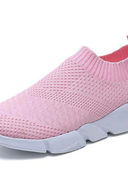 Women Shoes 2019 New Flyknit Sneakers Women Breathable Slip On Flat Shoes Soft Bottom White Sneakers Casual Women Flats Krasovki