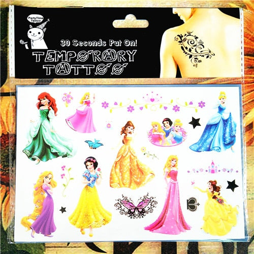 Children Cartoon Temporary Tattoo Sticker Novelty Cosplay Gag Toys for Princess Sofia Elsa Snow White Fans Waterproof 2-3 Days