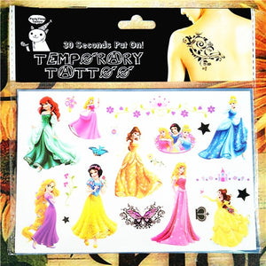 Children Cartoon Temporary Tattoo Sticker Novelty Cosplay Gag Toys for Princess Sofia Elsa Snow White Fans Waterproof 2-3 Days