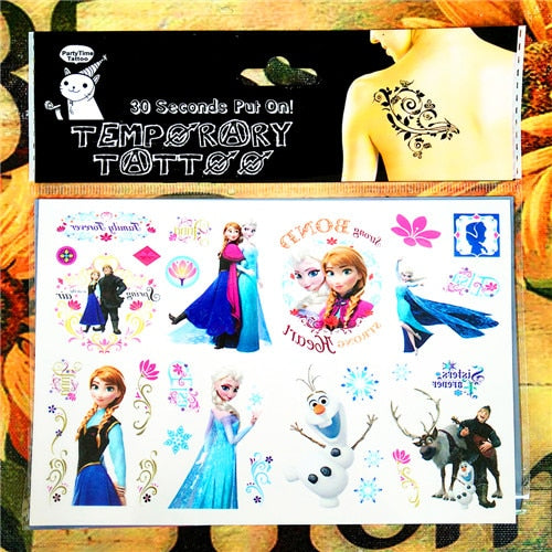 Children Cartoon Temporary Tattoo Sticker Novelty Cosplay Gag Toys for Princess Sofia Elsa Snow White Fans Waterproof 2-3 Days