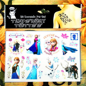 Children Cartoon Temporary Tattoo Sticker Novelty Cosplay Gag Toys for Princess Sofia Elsa Snow White Fans Waterproof 2-3 Days