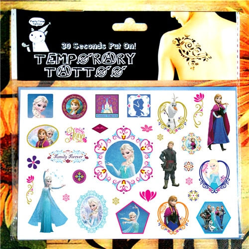 Children Cartoon Temporary Tattoo Sticker Novelty Cosplay Gag Toys for Princess Sofia Elsa Snow White Fans Waterproof 2-3 Days