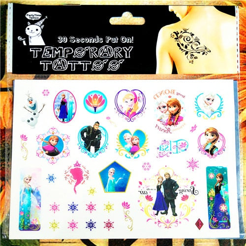Children Cartoon Temporary Tattoo Sticker Novelty Cosplay Gag Toys for Princess Sofia Elsa Snow White Fans Waterproof 2-3 Days