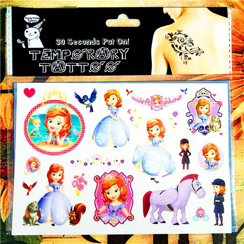 Children Cartoon Temporary Tattoo Sticker Novelty Cosplay Gag Toys for Princess Sofia Elsa Snow White Fans Waterproof 2-3 Days