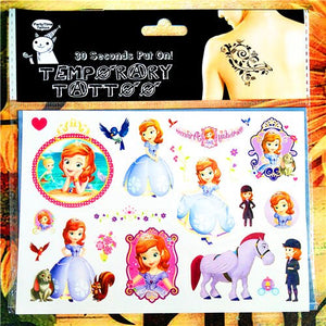 Children Cartoon Temporary Tattoo Sticker Novelty Cosplay Gag Toys for Princess Sofia Elsa Snow White Fans Waterproof 2-3 Days