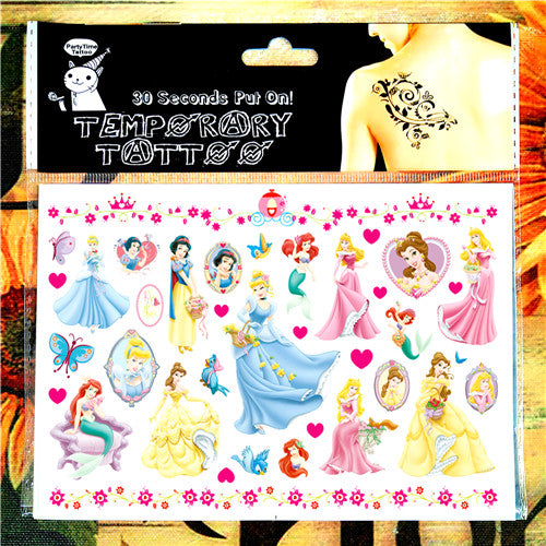 Children Cartoon Temporary Tattoo Sticker Novelty Cosplay Gag Toys for Princess Sofia Elsa Snow White Fans Waterproof 2-3 Days
