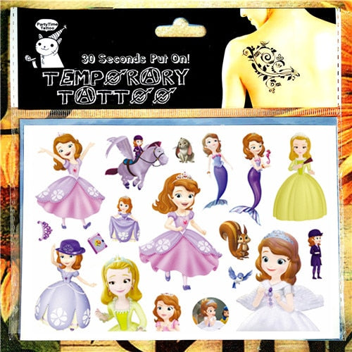 Children Cartoon Temporary Tattoo Sticker Novelty Cosplay Gag Toys for Princess Sofia Elsa Snow White Fans Waterproof 2-3 Days