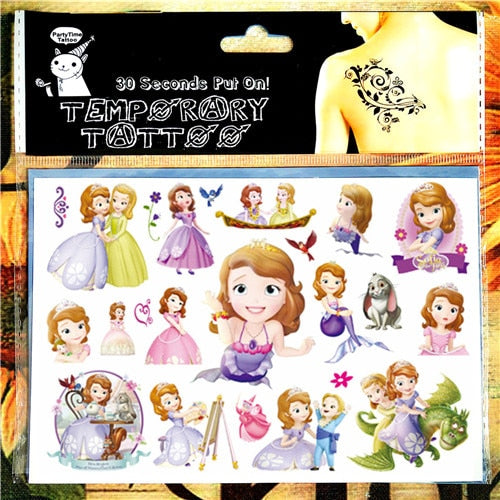 Children Cartoon Temporary Tattoo Sticker Novelty Cosplay Gag Toys for Princess Sofia Elsa Snow White Fans Waterproof 2-3 Days
