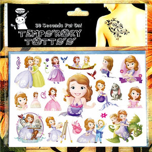 Children Cartoon Temporary Tattoo Sticker Novelty Cosplay Gag Toys for Princess Sofia Elsa Snow White Fans Waterproof 2-3 Days