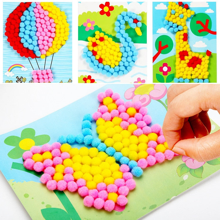 Child Toy DIY Hairball Sticky Paper Painting Kindergarten Toy Material Package Children Toy Toys Girl Crafts Kids Craft Kits
