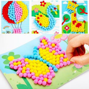 Child Toy DIY Hairball Sticky Paper Painting Kindergarten Toy Material Package Children Toy Toys Girl Crafts Kids Craft Kits